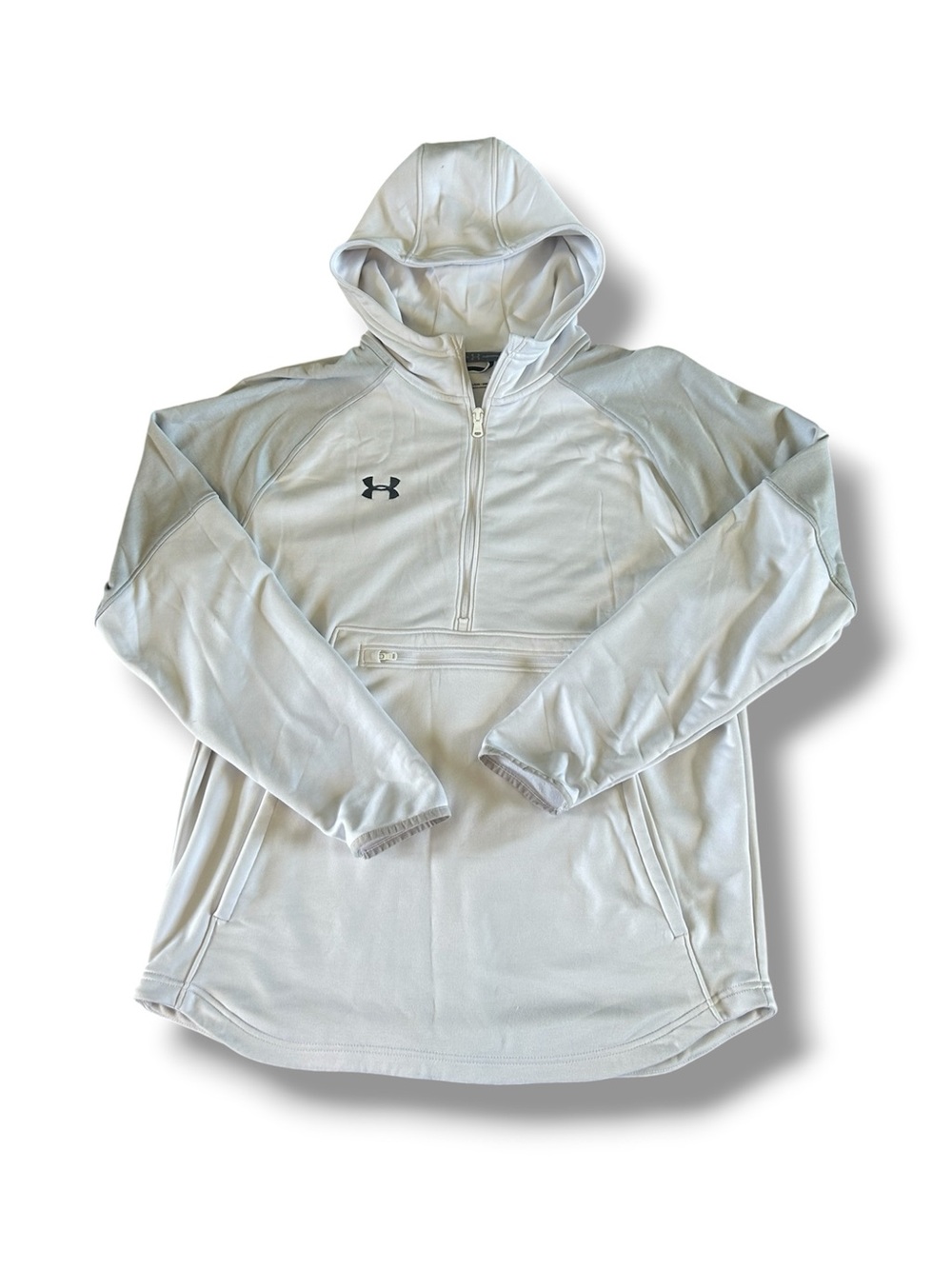 [Under Armour] White Pullover Quarter Zip Hooded Sweatshirt